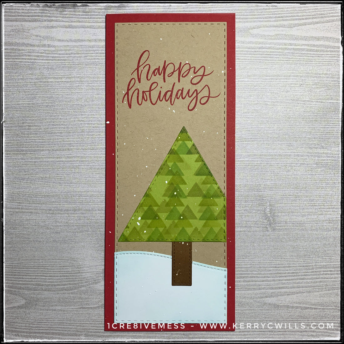 #the100dayproject : slimline handmade card 43/100-2 : happy holidays