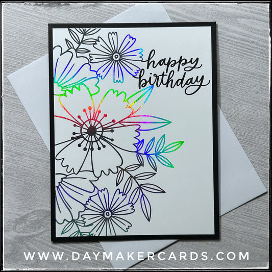 Foil Floral Happy Birthday Handmade Card