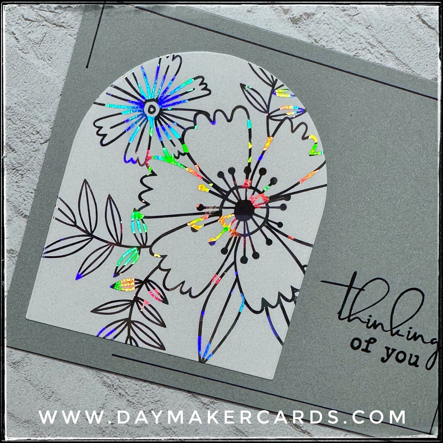 Foil Floral Thinking Of You Handmade Card