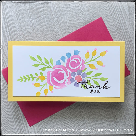 Thank You Floral Mini Slimline Handmade Card