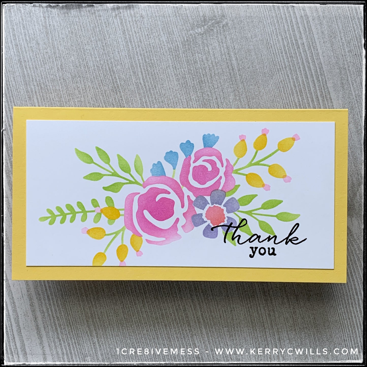 Thank You Floral Mini Slimline Handmade Card