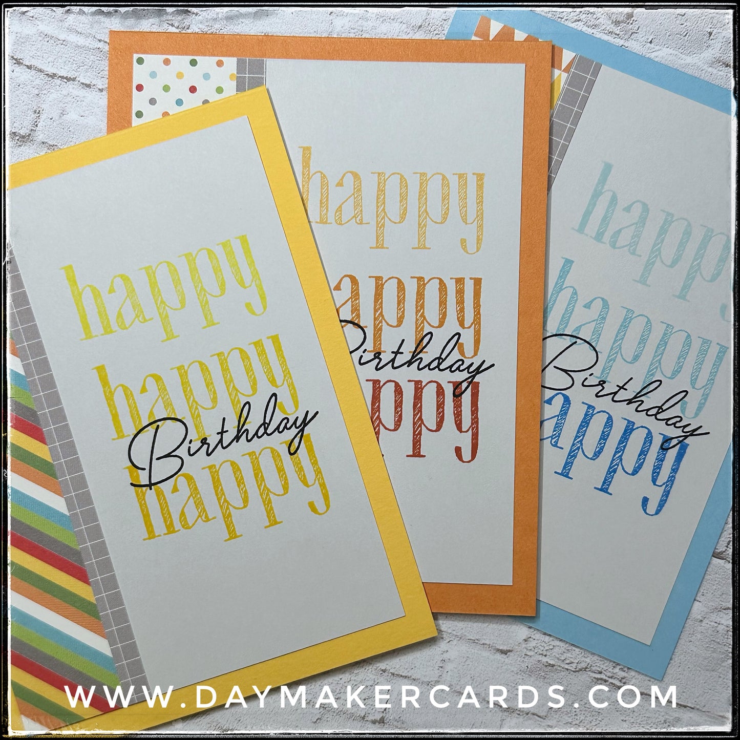 Set - Happy Happy Happy Birthday Handmade Cards