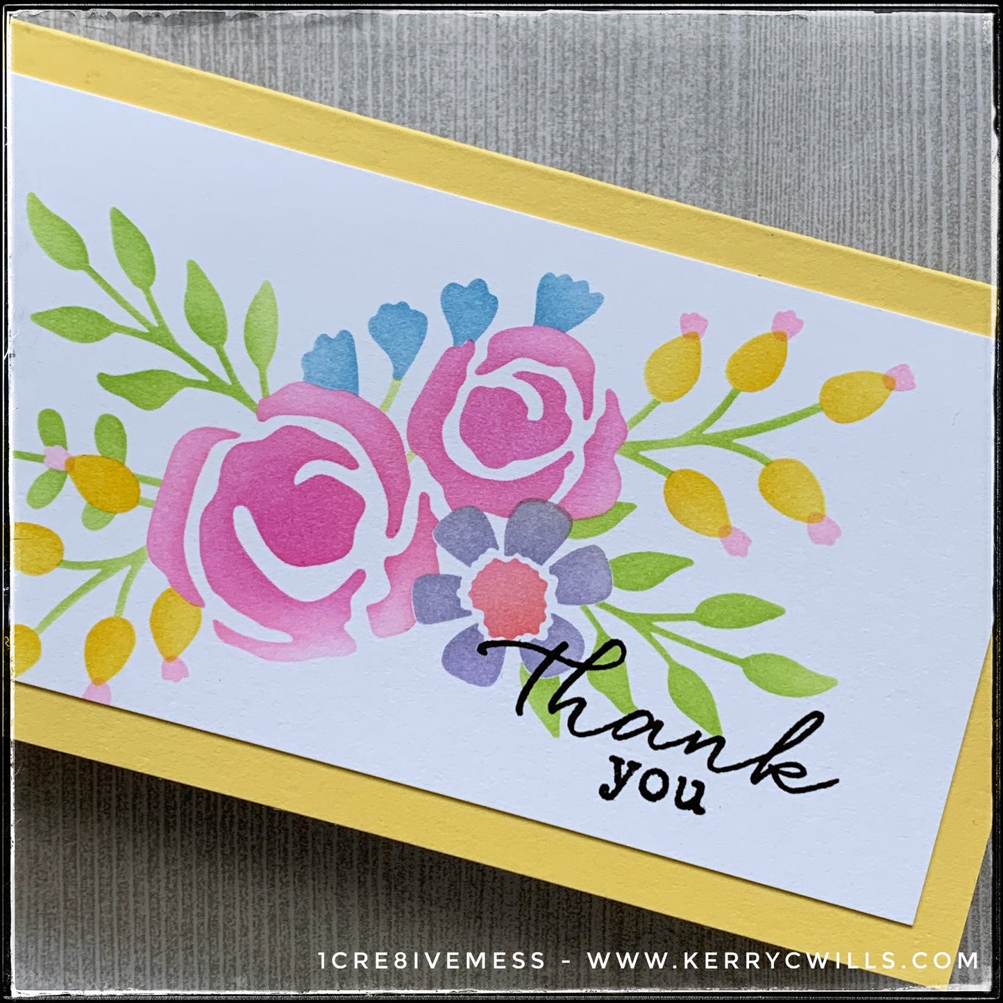 Thank You Floral Mini Slimline Handmade Card